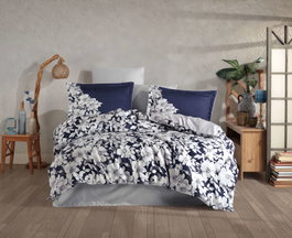 L'essentiel linge de maison Fiona - Dark Blue - Juego de Funda de Edredón de Satén Doble